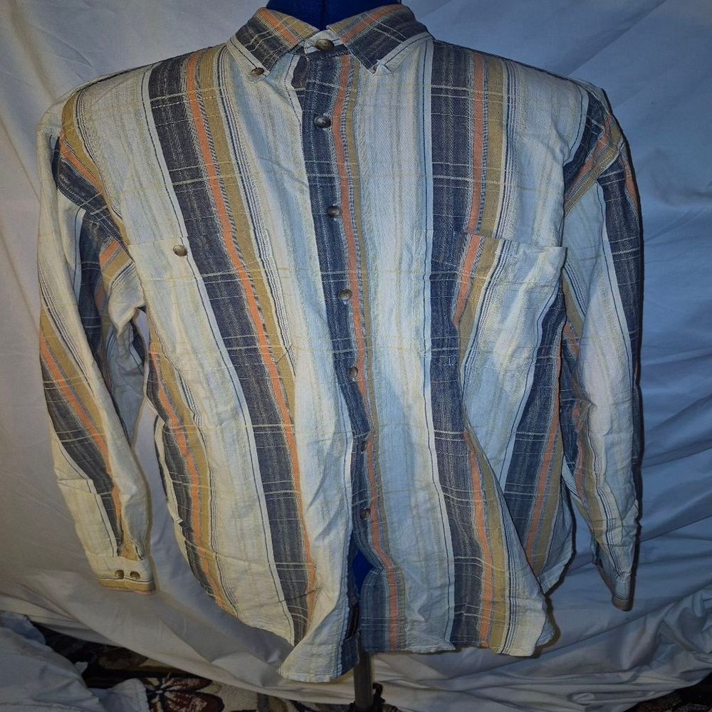 The Territory Ahead, 100% cotton striped 2 pockets. Sz.L (#1420)